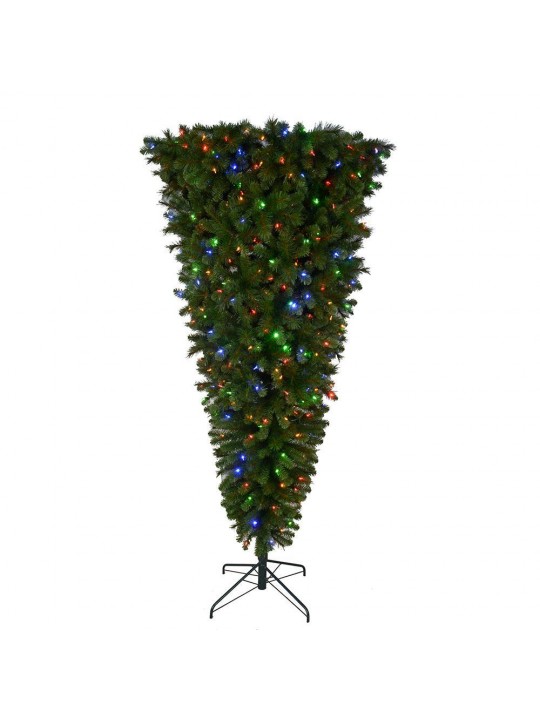 7 ft Wesley Upside Down Long Needle Pine LED Pre-Lit Artificial Christmas Tree with 420 SureBright Color Changing Lights