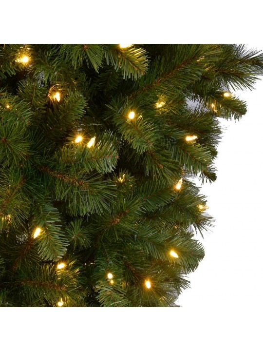 7 ft Wesley Upside Down Long Needle Pine LED Pre-Lit Artificial Christmas Tree with 420 SureBright Color Changing Lights