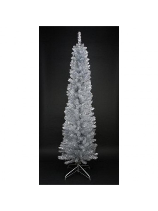 6 ft. x 20 in. Silver Tinsel Artificial Pencil Christmas Tree Unlit