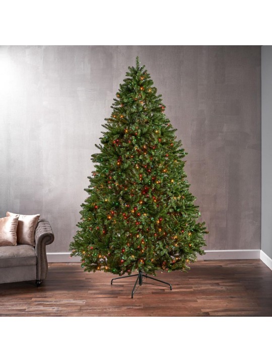 9 ft. Pre-Lit Norway Spruce Hinged Artificial Christmas Tree with 1,200 Multi-Colored Lights