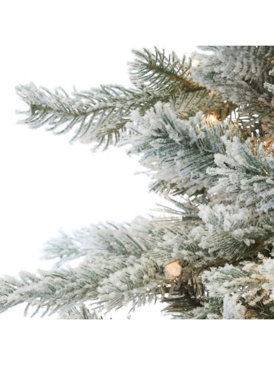 7.5 ft. Pre-Lit Natural Cut Flocked Vermont Spruce Artificial Christmas Tree with Clear Lights