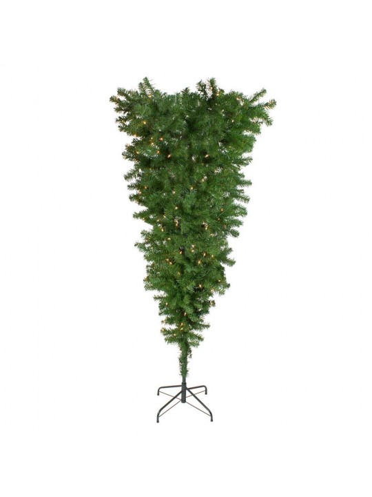 5.5 ft. x 38 in. Pre-Lit Upside Down Spruce Artificial Christmas Tree with Clear Dura Lights