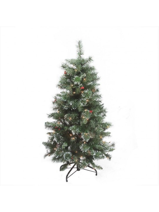 4 ft. x 27 in. Pre-Lit Frosted Mixed Pine Medium Artificial Christmas Tree - Clear Lights