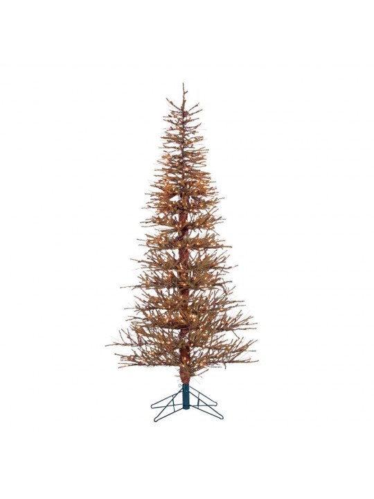6 ft. Pre-Lit Hard Needle Brown Twig Artificial Christmas Tree with 400 Clear Lights