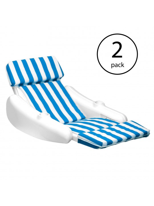 SunChaser Swimming Pool Padded Floating Luxury Chair Lounger (2 Pack)