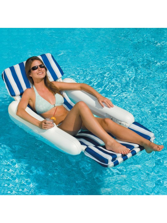 SunChaser Swimming Pool Padded Floating Luxury Chair Lounger (2 Pack)