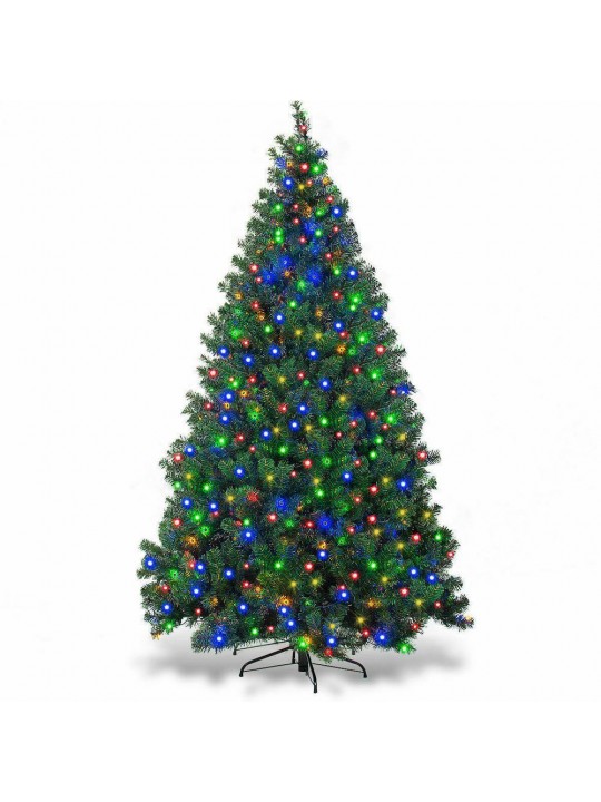 7.5 ft. Pre-Lit Dense Artificial Christmas Tree Hinged with 550 Multi-Color Lights and Stand
