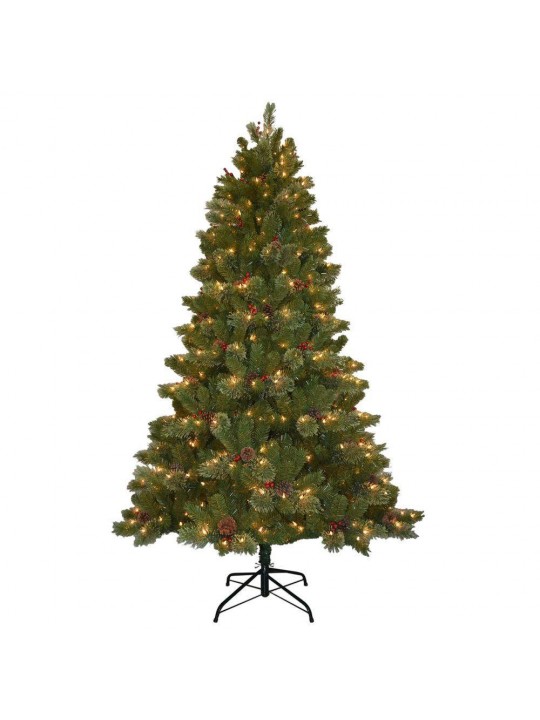 7.5 ft. Cashmere Cone and Berry Decorated Artificial Christmas Tree with 550 Clear Lights