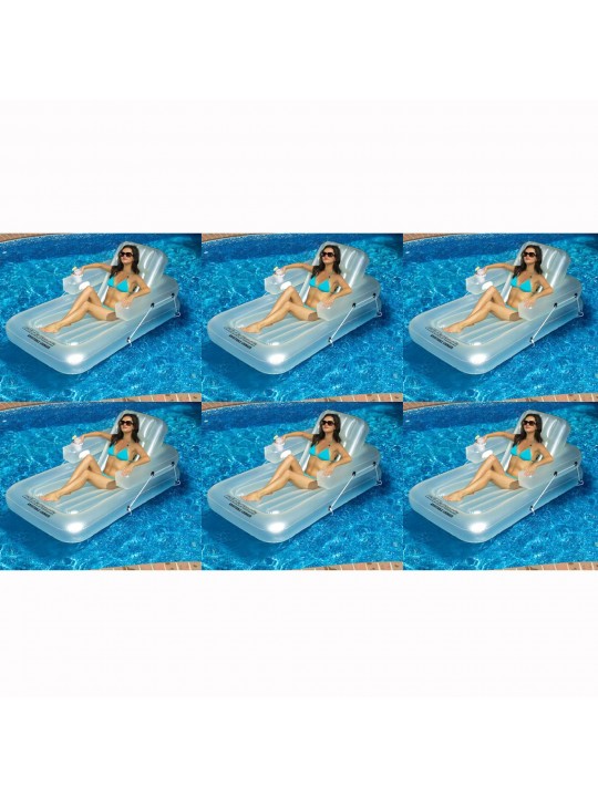 Swimming Pool Inflatable Kickback Lounger Adjustable Float (6 Pack)