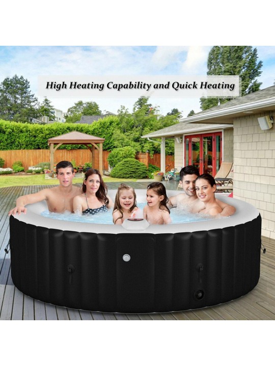 6 Person Portable Inflatable Massage Spa Hot Tub, Black