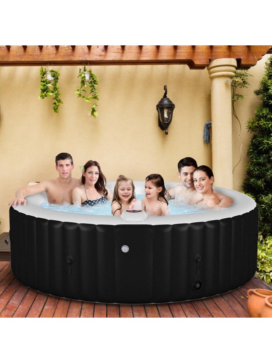 6 Person Portable Inflatable Massage Spa Hot Tub, Black
