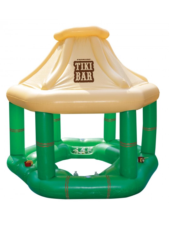 90245 Pool Inflatable Floating Tiki Swim Up Bar w/ Electric Air Pump