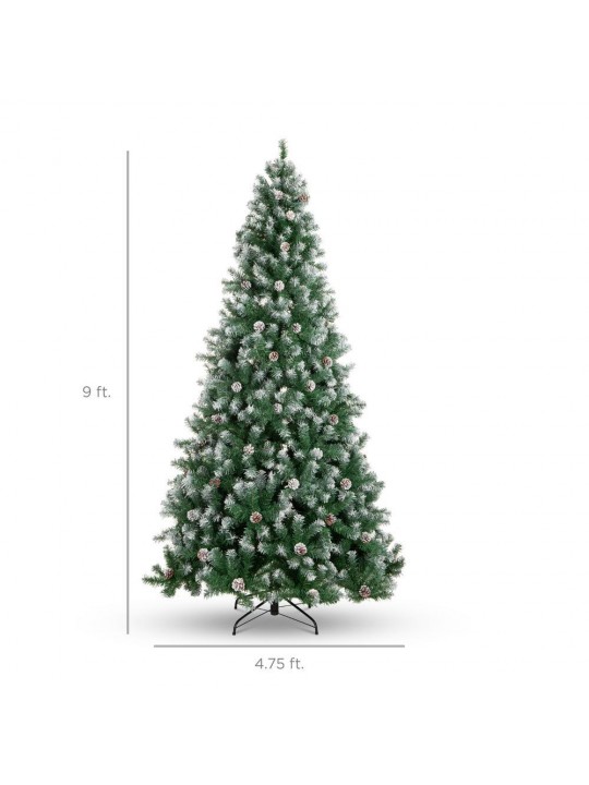 9ft. Unlit Flocked Pre-Decorated Pine Artificial Christmas Tree