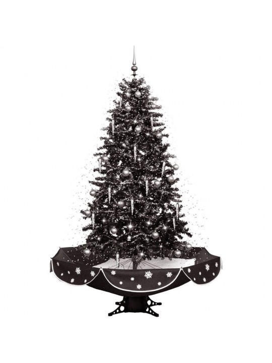 75 in. Snowing Musical Christmas Tree in Black and Silver with Snow Function