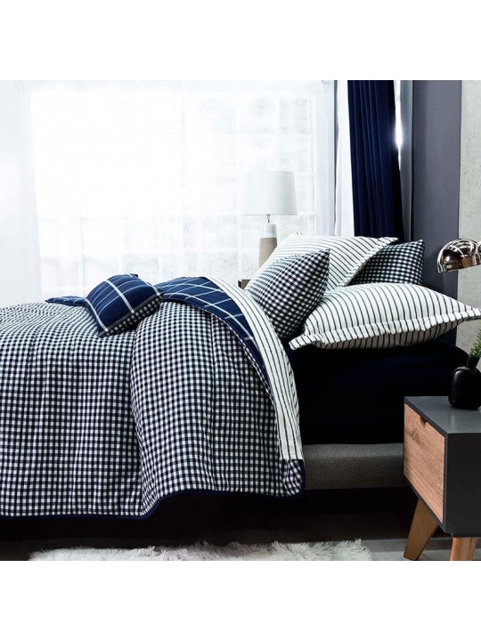 Plaid blue Comforter set, Double view!