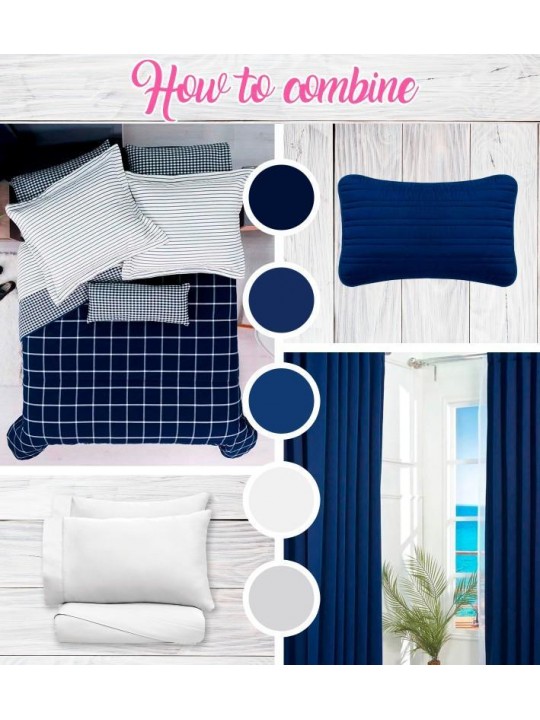 Plaid blue Comforter set, Double view!