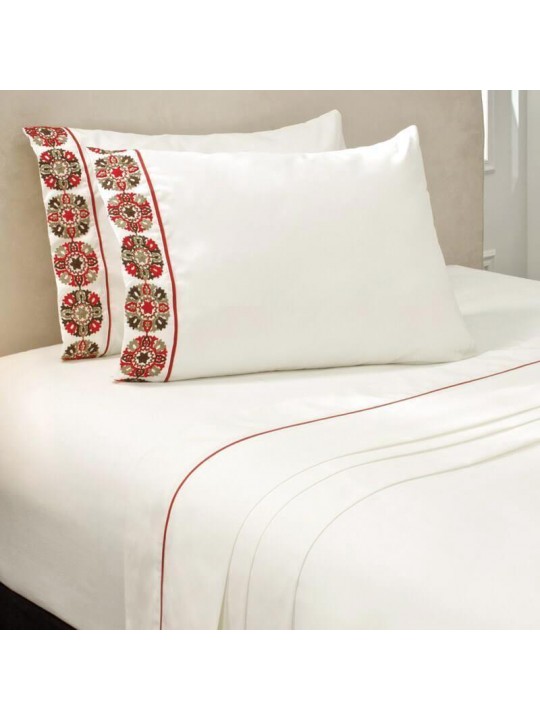 Marsala White Bed Sheets Set - Clearance