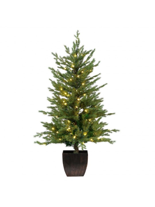 4 ft Pre-Lit Potted Artificial Christmas Tree with 35 Warm White Lights (2 Pack)