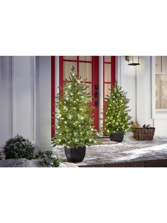 4 ft Pre-Lit Potted Artificial Christmas Tree with 35 Warm White Lights (2 Pack)