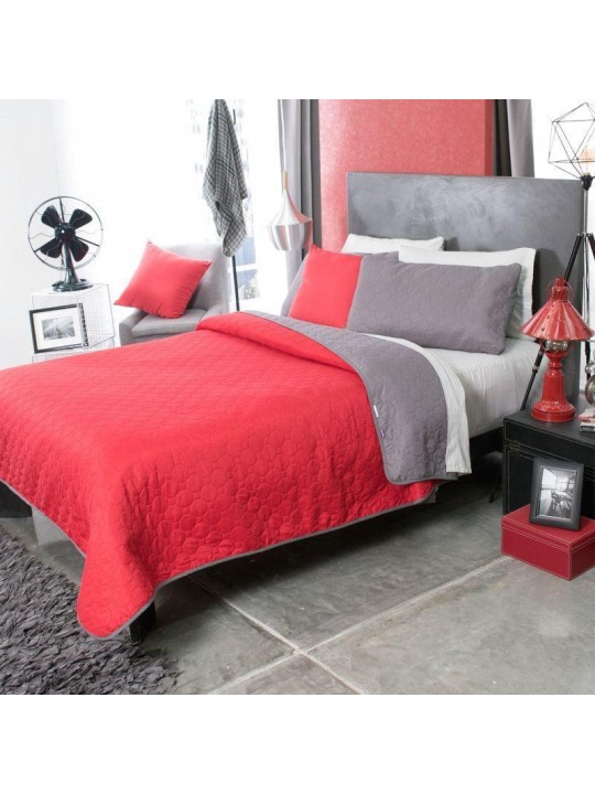 Red Quilt, Reversible to grey