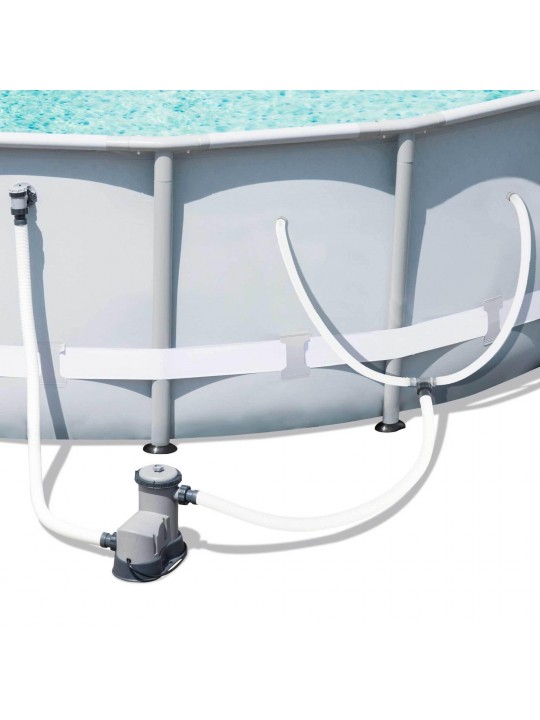16ft x 48in Round Power Steel Frame Above Ground Pool Set & 6 Cartridges