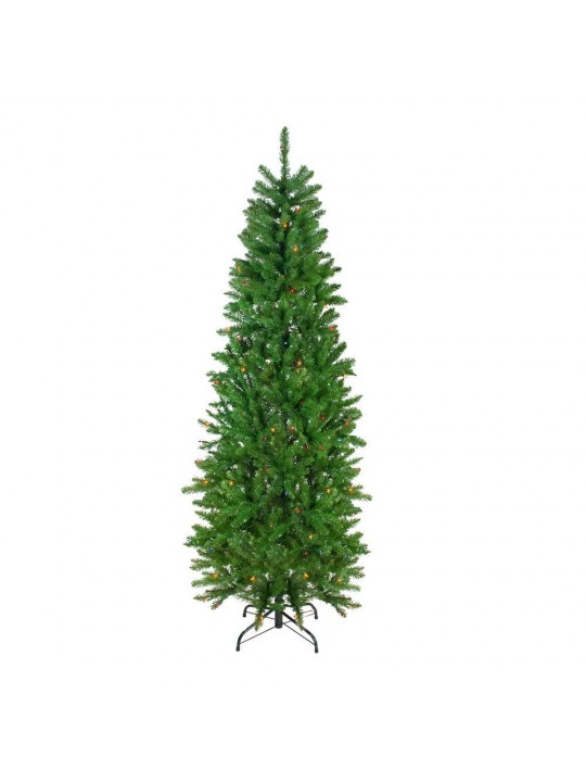 6.5 ft. Pre-Lit White River Fir Artificial Pencil Christmas Tree with Multi Lights