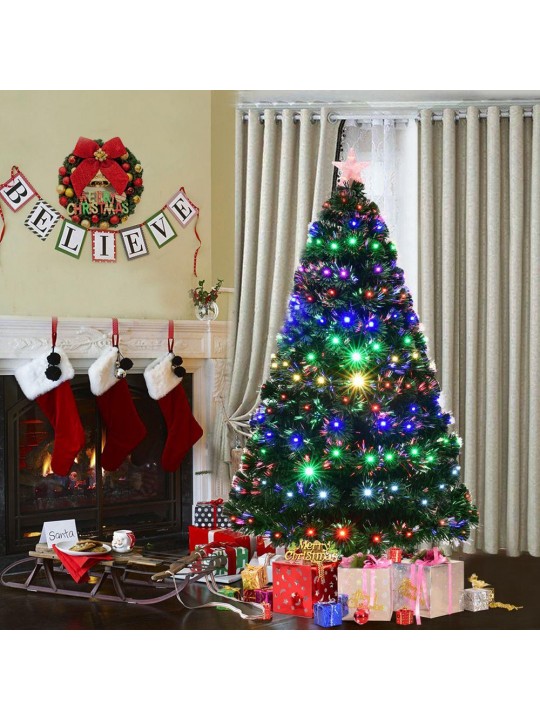 7 ft. Pre-Lit Multicolor LED Fiber Optic Artificial Christmas Tree