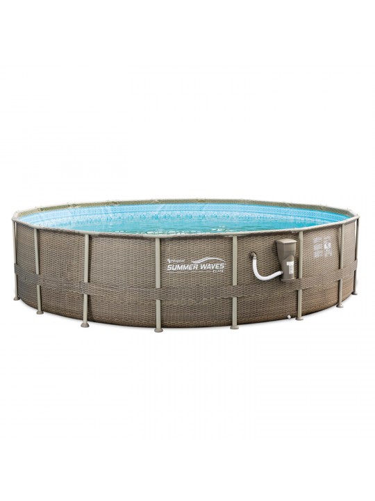 18ft x 48in Elite Frame Swimming Pool with Exterior Wicker Print