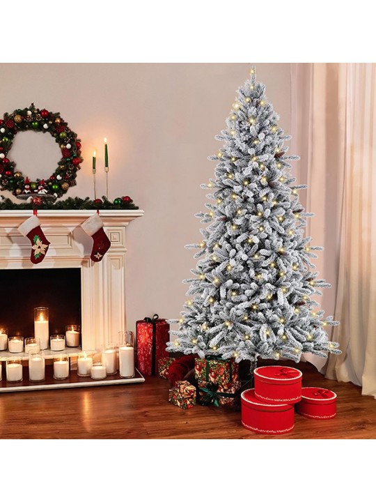 6.5 ft. Pre-lit Flocked Bennington Fir Artificial Christmas Tree with 350 UL-Listed Lights