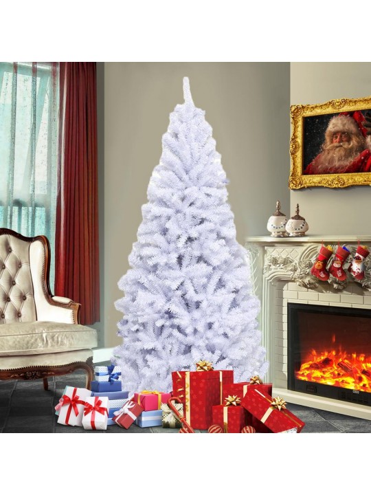 6 ft. White Unlit PVC Pencil Slim Artificial Christmas Tree with 1000 Tips and Solid Metal Stand