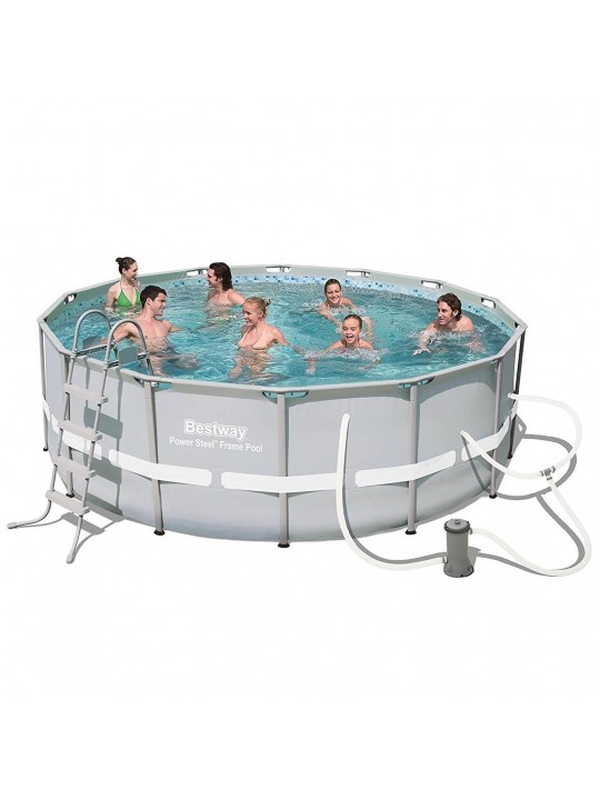 14ft x 48in Steel Frame Above Ground Pool Set + 6 Cartridges