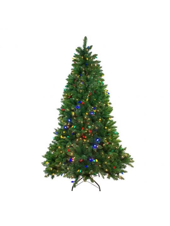 7.5 ft. Pre-Lit Huron Pine Artificial Christmas Tree with Dual Lights