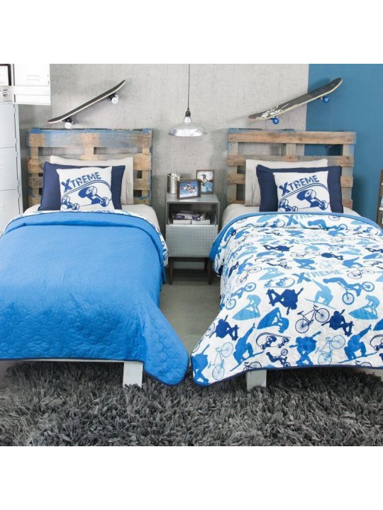Extreme sports bedding for boys, Reversible to blue