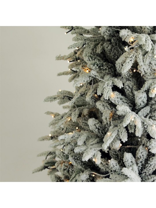 7.5 ft. Unlit Flocked Snow Hinged Pine Artificial Christmas Tree with White Realistic Tips