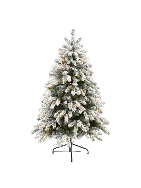 5 ft. Pre-Lit Flocked South Carolina Spruce Artificial Christmas Tree with 300 Clear Lights