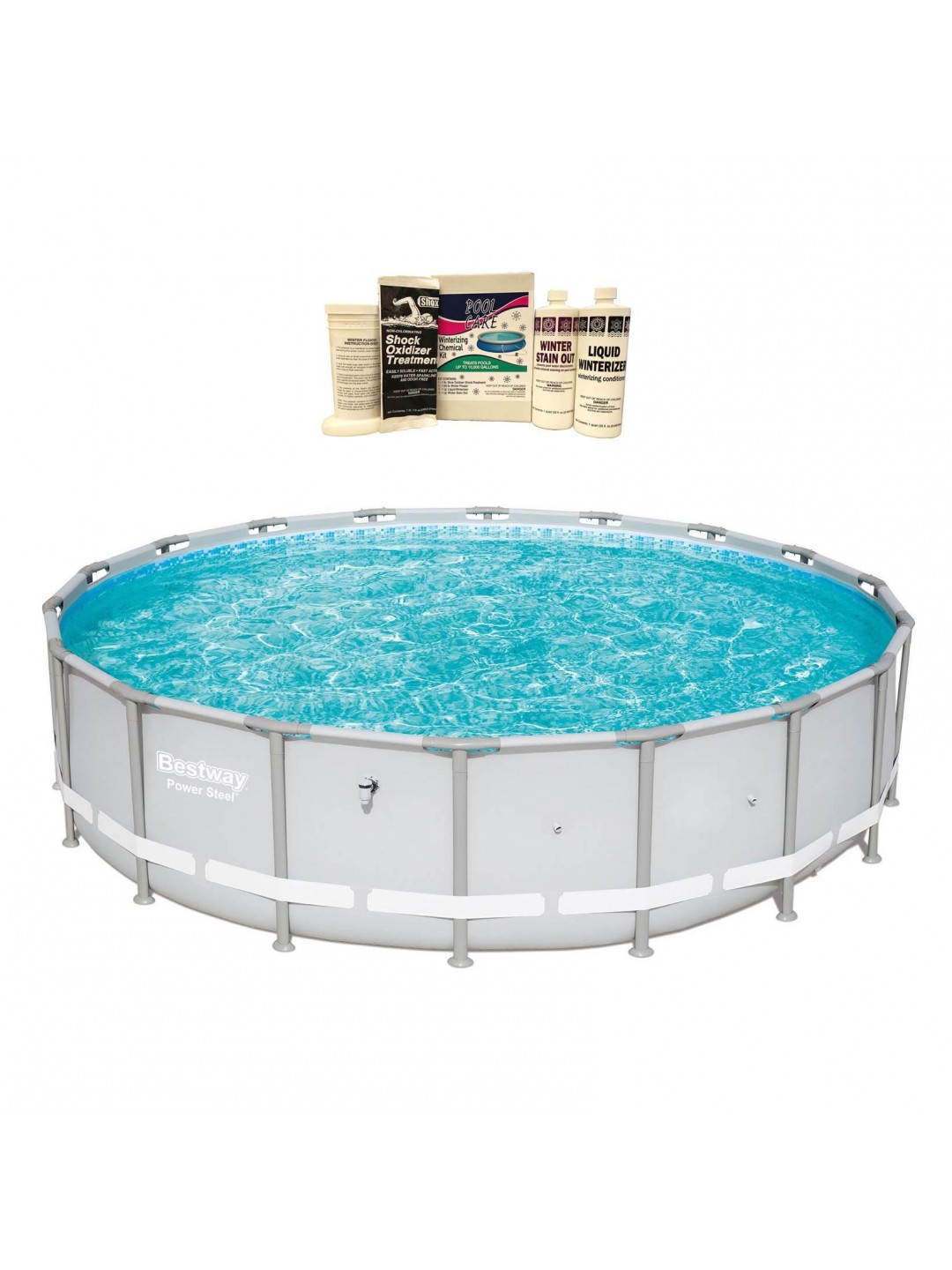 18ft x 48in Power Steel Above Ground Outdoor Pool & Winterizing Kit