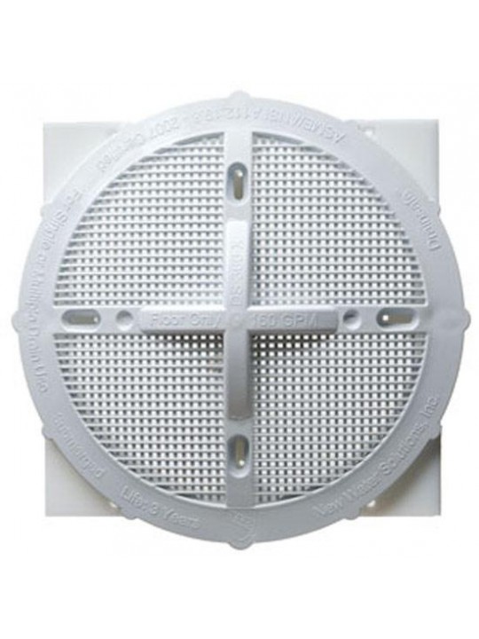 9 Inch x 9 Inch Swimming Pool Square Drain DS-360, White