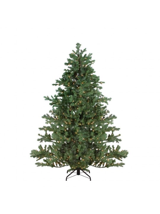 7.5 ft. Green Pre-Lit Mountain Pine Artificial Christmas Tree with Clear Lights