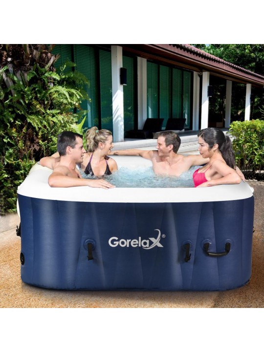 4-Person Inflatable Hot Tub Portable Massage Spa Blue