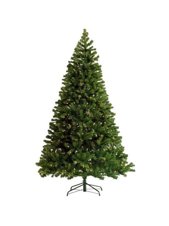7.5 ft. Green Pre-lit 400 Pre-Strung LED Lights Artificial Christmas Tree with Foldable Stand