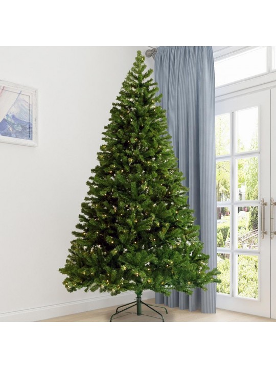 7.5 ft. Green Pre-lit 400 Pre-Strung LED Lights Artificial Christmas Tree with Foldable Stand