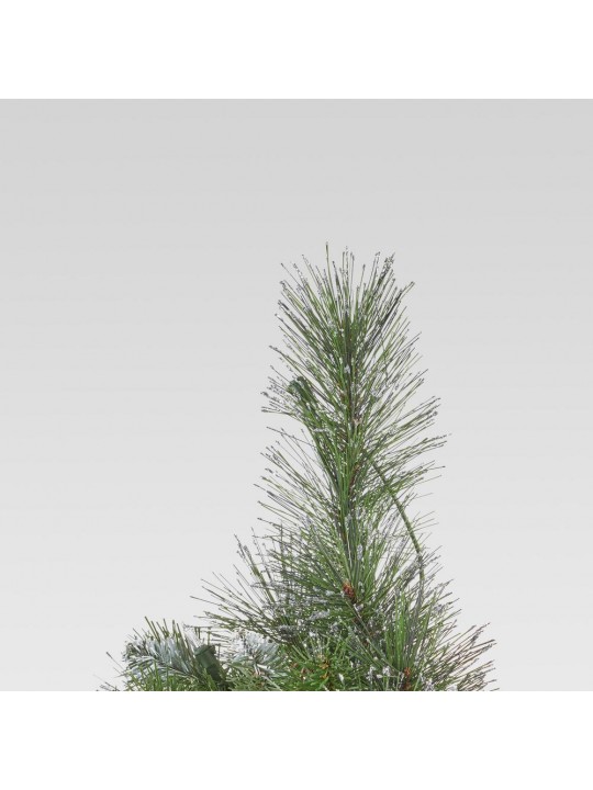 7 ft. Pre-Lit Mixed Spruce Hinged Artificial Christmas Tree with Clear Lights, Glitter Branches, Berries and Pinecones