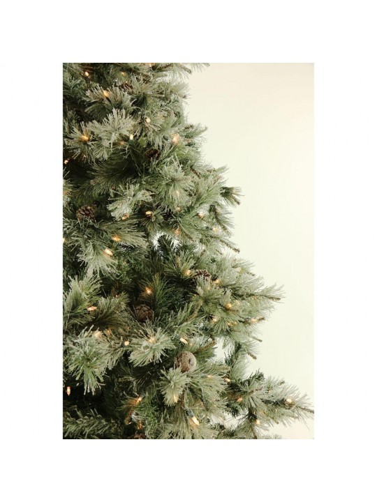 9 ft. Pre-Lit Glistening Pine Artificial Christmas Tree with Pine Cones 1350 Clear Lights and EZ Connect