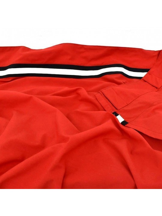 White stripe red curtains set