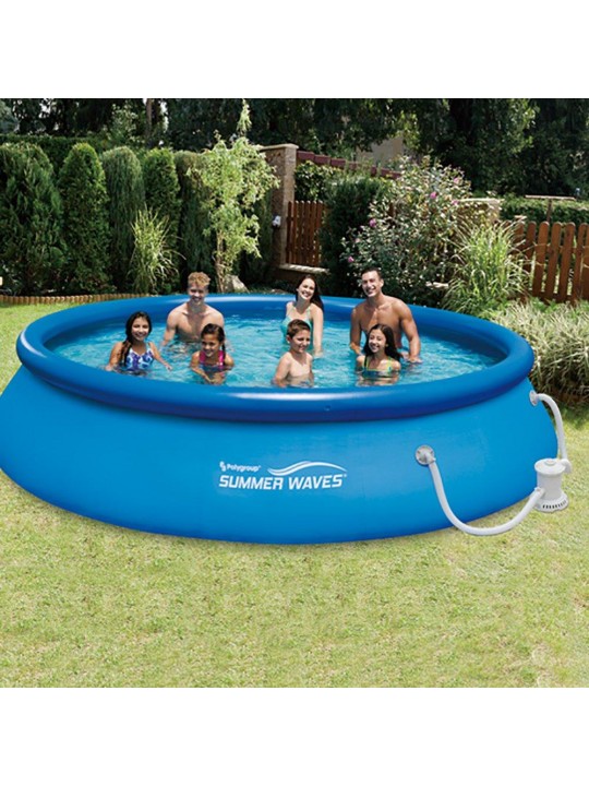 15' Quick Set Inflatable Above Ground Pool + Pump + 12 Cartridges