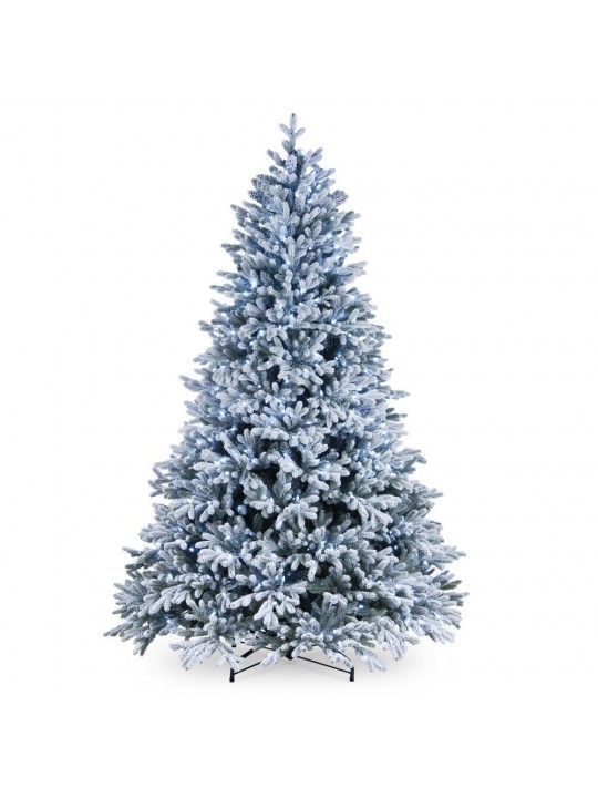 7-1/2 ft. Feel Real Snowy Hamilton Spruce Hinged Tree with 750 Cool White LED Lights