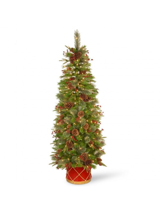 6 ft. Artificial Colonial Slim Half Tree with Clear Lights