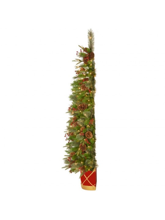 6 ft. Artificial Colonial Slim Half Tree with Clear Lights