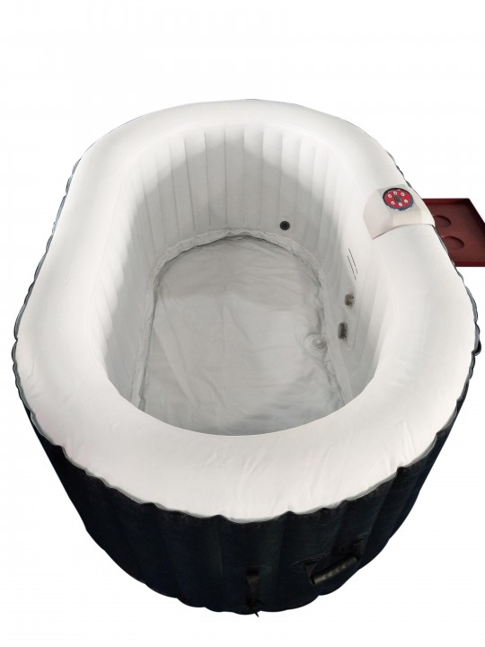 Oval Inflatable Hot Tub Spa With Drink Tray and Cover - 2 Person - 145 Gallon - Black and White
