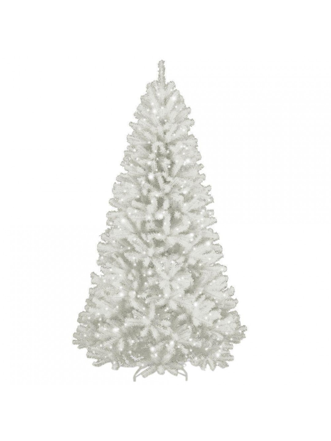 7 ft. North Valley White Spruce Hinged Artificial Christmas Tree with Glitter and 550 Clear Lights